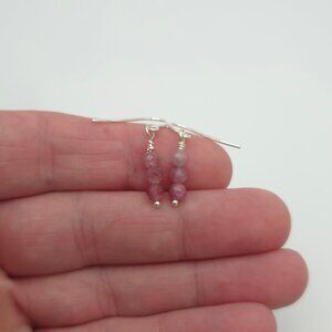 Sterling Silver Tiny Watermelon Tourmaline Stone Earrings A527